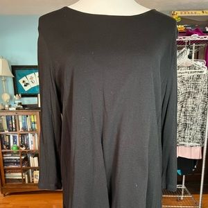 J Jill top sz large two layer black stripes 3/4 sleeve cotton rayon